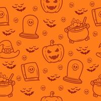 Halloween seamless pattern with line art design style suitable for background, textile fabric design, wrapping paper, and wallpaper vector