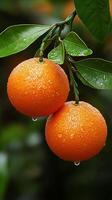 Two oranges on a tree photo