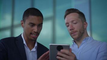Business Professionals Collaborating Effectively with Advanced Technology Tools and Methods video