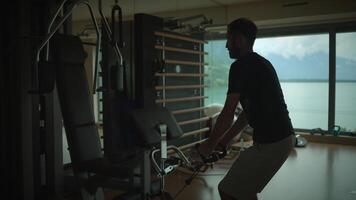 An Individual Committed to a Regular Workout Routine in a Beautiful and Picturesque Gym Environment video