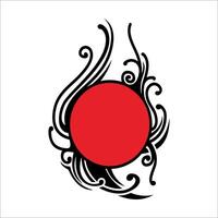 Empty red circle decorated with flowers vector