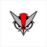 Bird head in robot style on white background vector