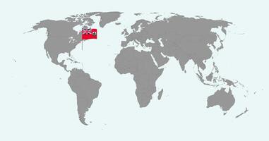 Pin map with Bermuda flag on world map. illustration. vector