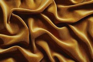 Elegant, smooth golden silk fabric draping beautifully. photo