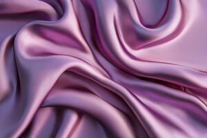 Elegant pink satin fabric draped in soft waves, highlighting texture and sheen. photo