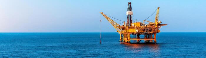 Oil rig structure in the ocean, showcasing industrial importance and aquatic environment. photo