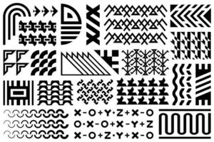 Abstract geometric shapes and patterns set. Collection of decorative design elements. vector