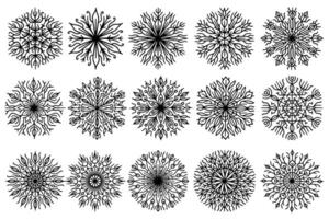 Abstract snow flakes, line art pattern flakes Christmas decorative design elements. vector