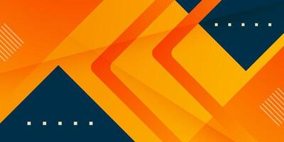 Geometric abstract 3D background blue and orange shapes concept. Bright colorful design banner. vector