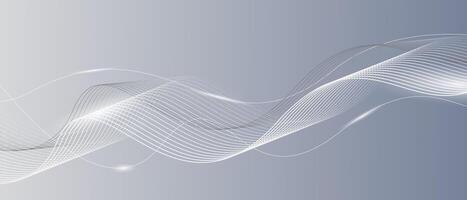 Modern gray and white background. Abstract Futuristic shining wave lines. vector