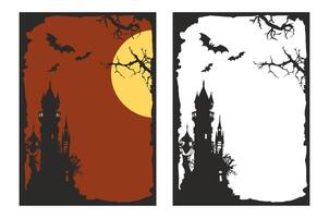 Halloween banners with bats and trees vector