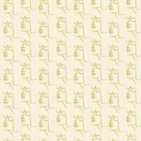 Continuous line drawing of faces seamless pattern. Fashion minimalist concept vector