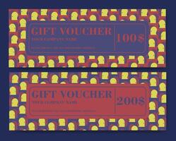 Colorful design coupon template set. Elegant gift voucher with abstract pattern vector