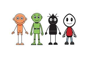 Cartoon characters of different sizes and colors vector