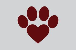 A dog paw with a heart shape on it vector