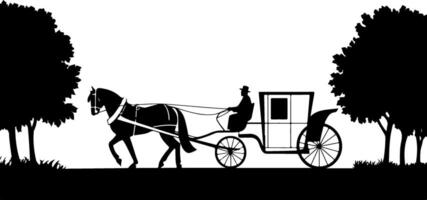 Silhouette of Horse-Drawn Carriage Classic and Timeless Scene vector