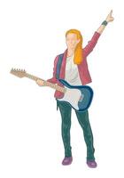 Sketch guitarist player illustration for design elements. vector
