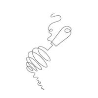 spiral egg whisk one line art illustration. one continuous line, simple, hand drawn and sketch style. for icons, symbols, signs or logos vector