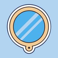 Sticker of a Simple Round Mirror with a Smooth Frame and Bold Outline vector