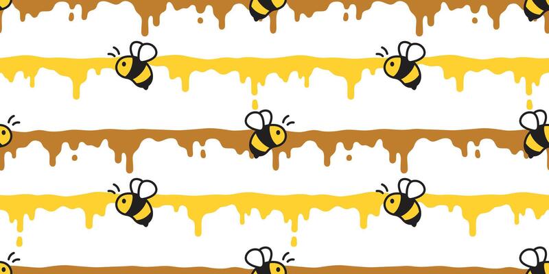 honey bee seamless pattern splash honeycomb insect scarf isolated cartoon gift wrapping paper repeat background tile wallpaper illustration doodle textile design