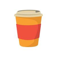 Flat-style illustration of a coffee cup with a holder. Isolated on a white background. vector