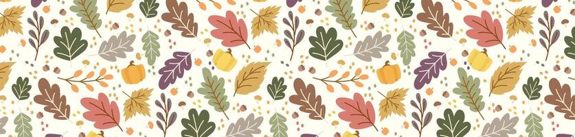 seamless pattern fall leaves background vector