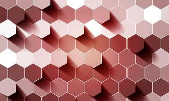Abstract mosaic embossed hexagon. honeycomb red background. light and shadow. vector