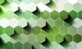 Abstract mosaic embossed hexagon. honeycomb green background. soft light and shadow. vector