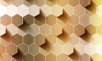 Abstract bright mosaic embossed hexagon. honeycomb brown background. soft light and shadow. vector