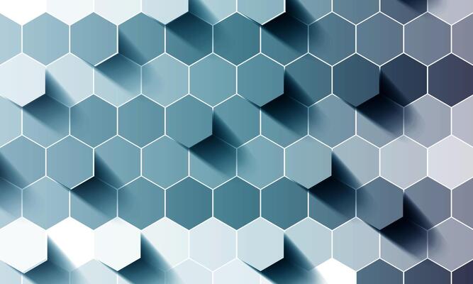 Abstract mosaic embossed hexagon. honeycomb blue background. retro artistic color.