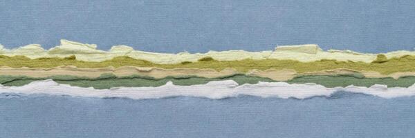 sea, ocean or lake abstract landscape in blue and green pastel tones - a collection of handmade rag papers photo