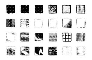 Chalk squares and boxes. Crayon hand drawn pencil frames. Charcoal brush straight texture. Scribble black lines strokes set vector