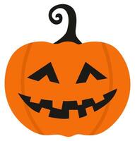 Flat icon of halloween pumpkin with smile face isolated on white background. vector