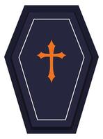 Coffin halloween flat icon isolated on white background. vector