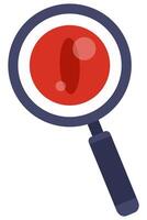 Magnifier with terrifying eye flat icon isolated on white background. vector