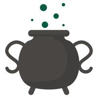 Halloween cauldron flat icon isolated on a white background. vector