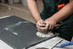 Stone furniture production. photo