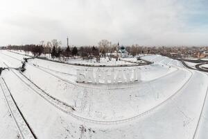 Aerial shot of main view to Barnaul city photo