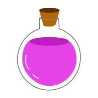 Illustration of cartoon flasks with potion. Game potion. Magic phials 2D game UI icon asset, magic bottles for witchcraft, cartoon elixir, love potion poison and antidote. vector