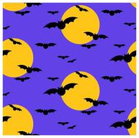 Halloween pattern with scary bats and full moon. seamless background. Ready for printing on textile and other seamless design. vector