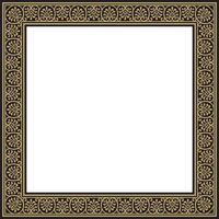 square gold with black border, frame, Pompeii. Rectangle Neopolitan ornament. Art of Ancient Rome. Template for stained glass vector