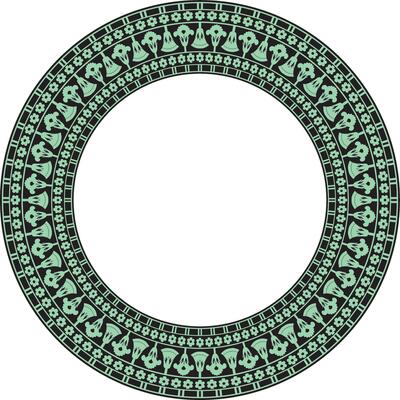green round ornament of ancient Egypt. Circle Border, frame in pyramids