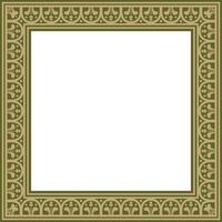 square gold with green border, frame, Pompeii. Rectangle Neopolitan ornament. Art of Ancient Rome. Template for stained glass vector