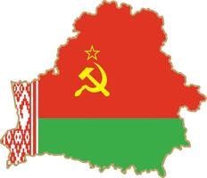 Map of Belarus with the Soviet flag. Flag of an independent European state. Symbol of the Soviet Union, hammer and sickle. vector
