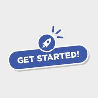 Get Started sticker button label badge flag sign symbol vector
