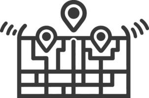 Location Pins on a Grid Map with Signal Waves vector