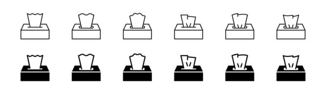 Tissue box icon set. Line and solid paper box. Tissue box collection vector