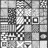 Black and White Hand Drawn Abstract Geometric Pattern vector