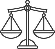 Line drawing of a balanced scale vector