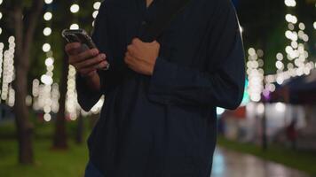 Close - up, Hands, business and man with a smartphone, typing and connection with network, internet and social media. Person, employee with a cellphone, technology and mobile user with digital app. video